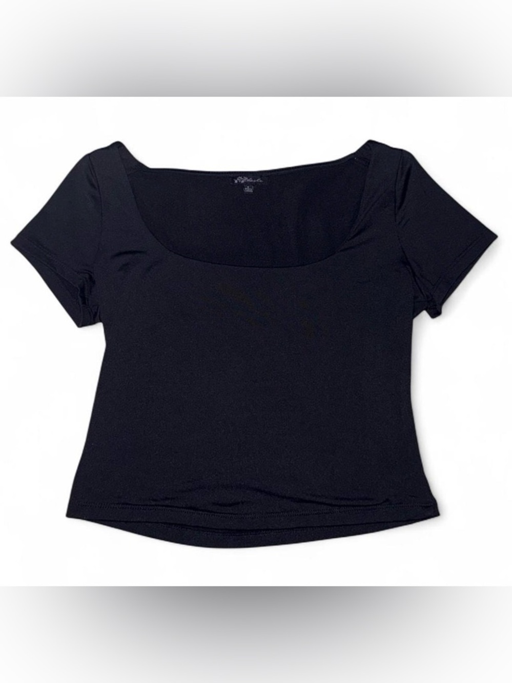 Black Square Neck Short Sleeve Top size S